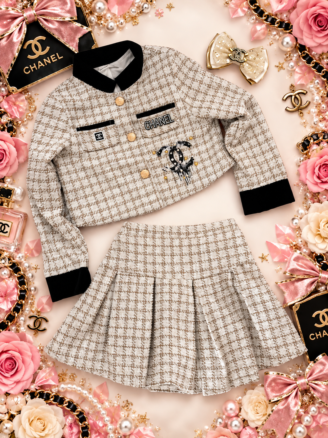 4y Off white suit with hair clip
