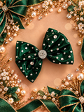 6 Inch forest green liquid satin clip