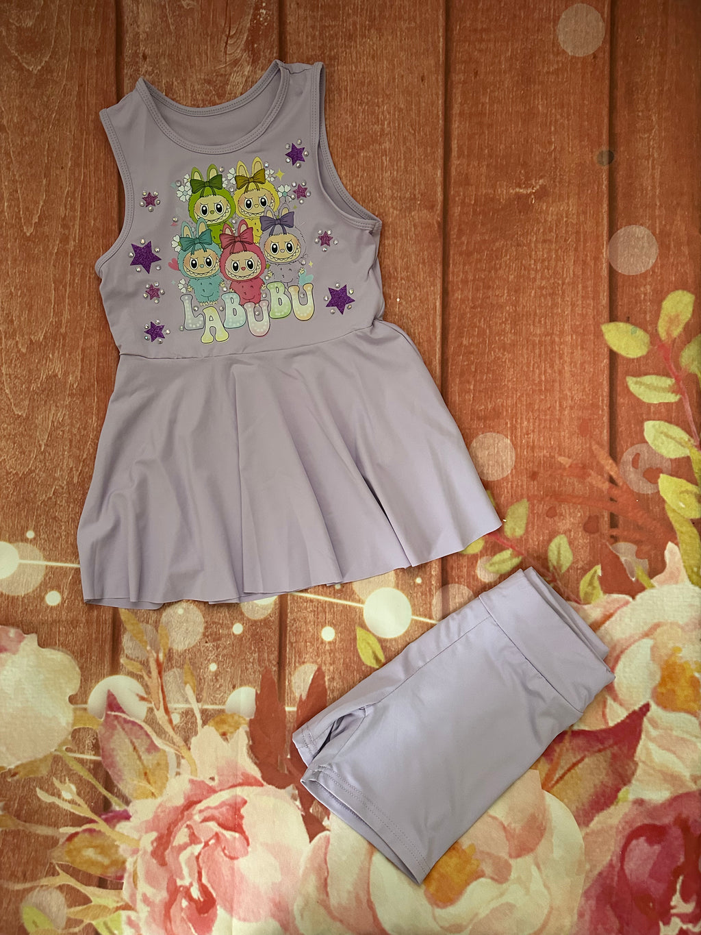 7y labubu shorts set