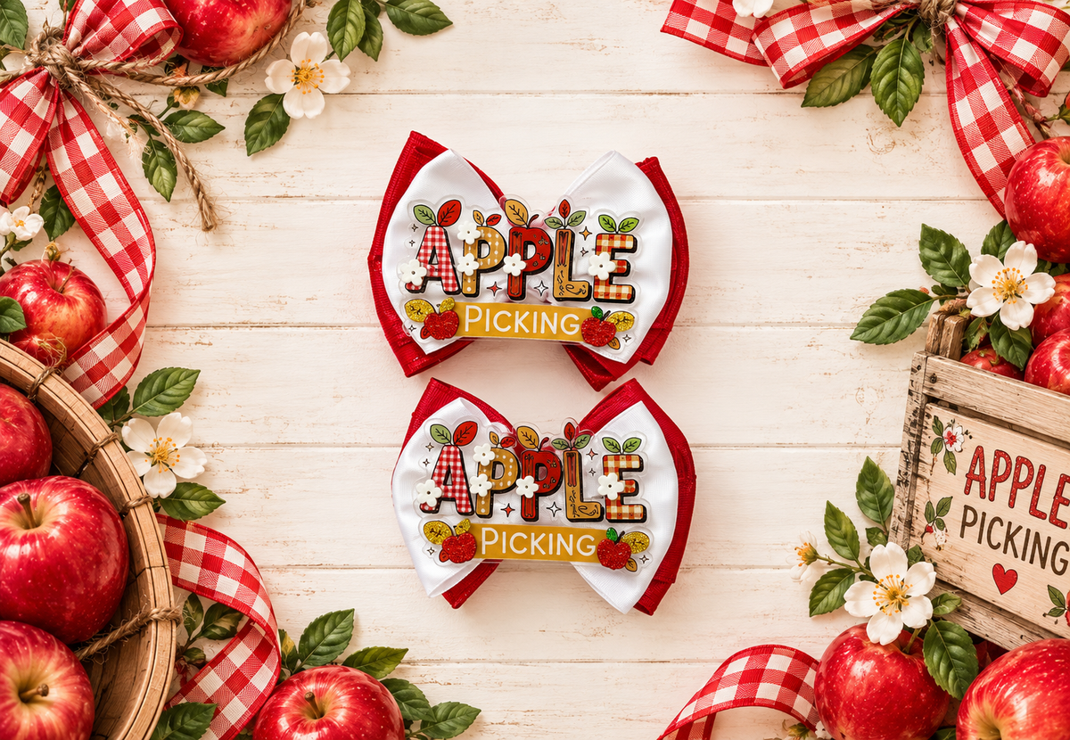 Apple picking hair bow