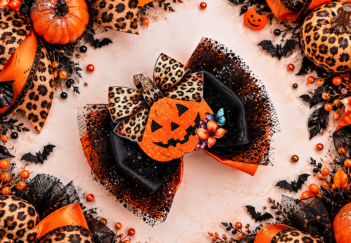 Leopard Halloween hair bow