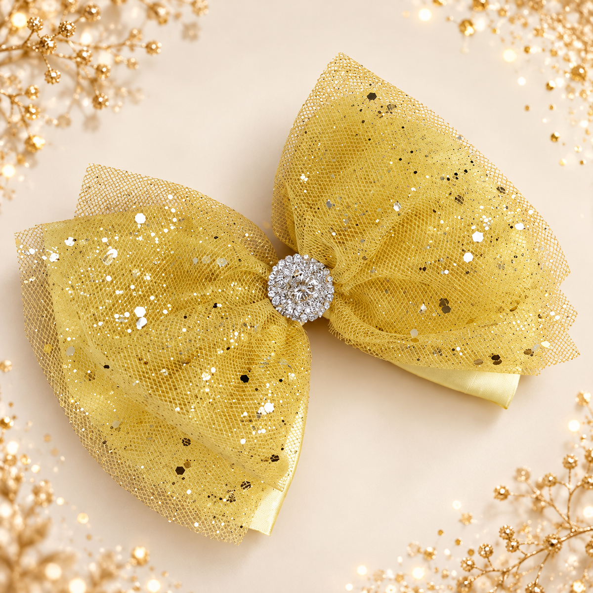 5 inch yellow tulle bow