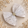 5 inch white tulle hair bow