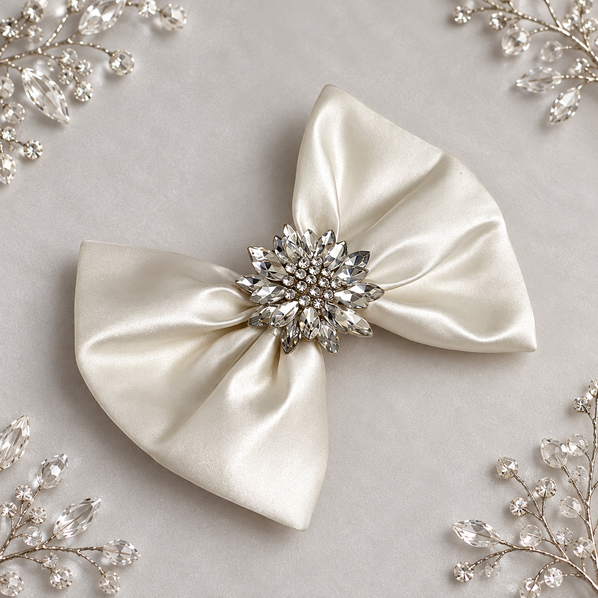 Off white 5 inch satin clip