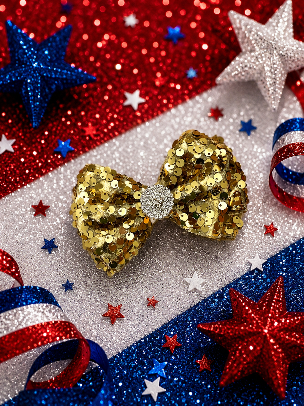 Gold sequin piggy size clip