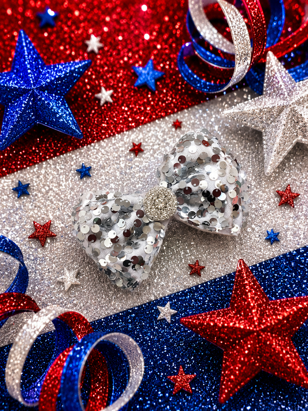Silver sequin piggy clip