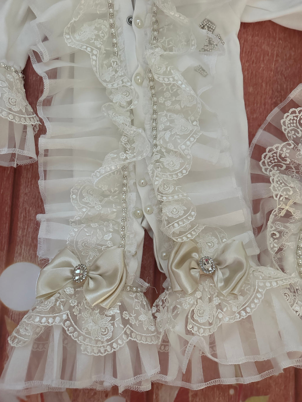 1-3m after christening romper and bib