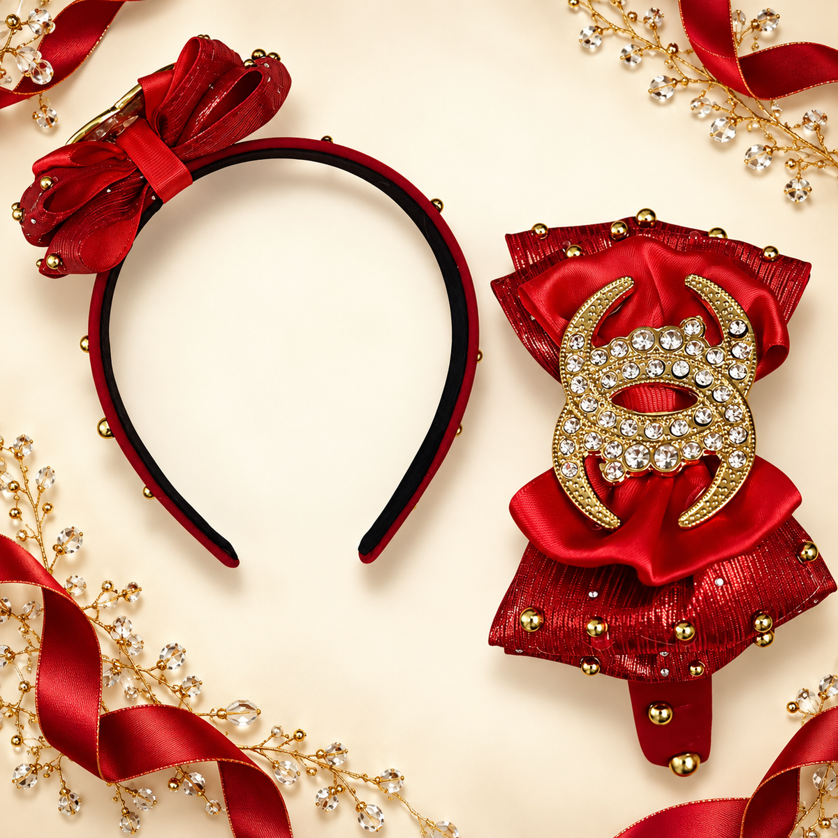 Cc red velvet hard headband