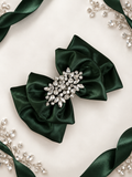 6 inch double layer liquid satin hair clip FOREST GREEN