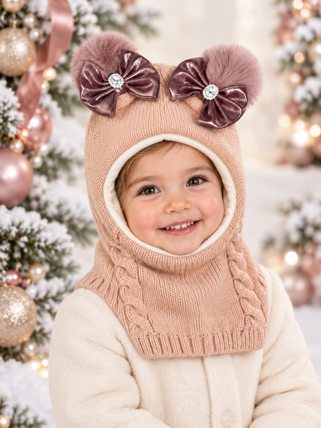 1-3 built in scarf winter hat