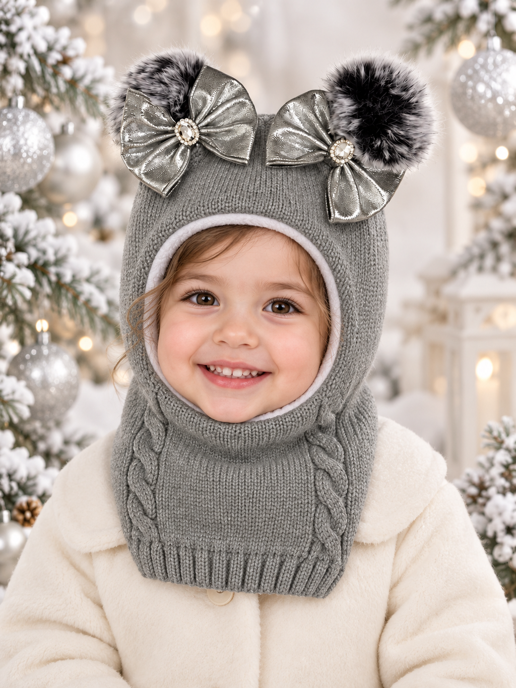1-3y built in scarf winter hat