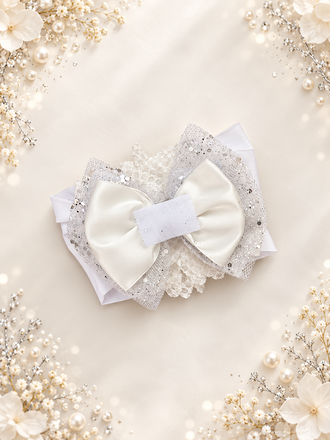 Velcro base baby headband white