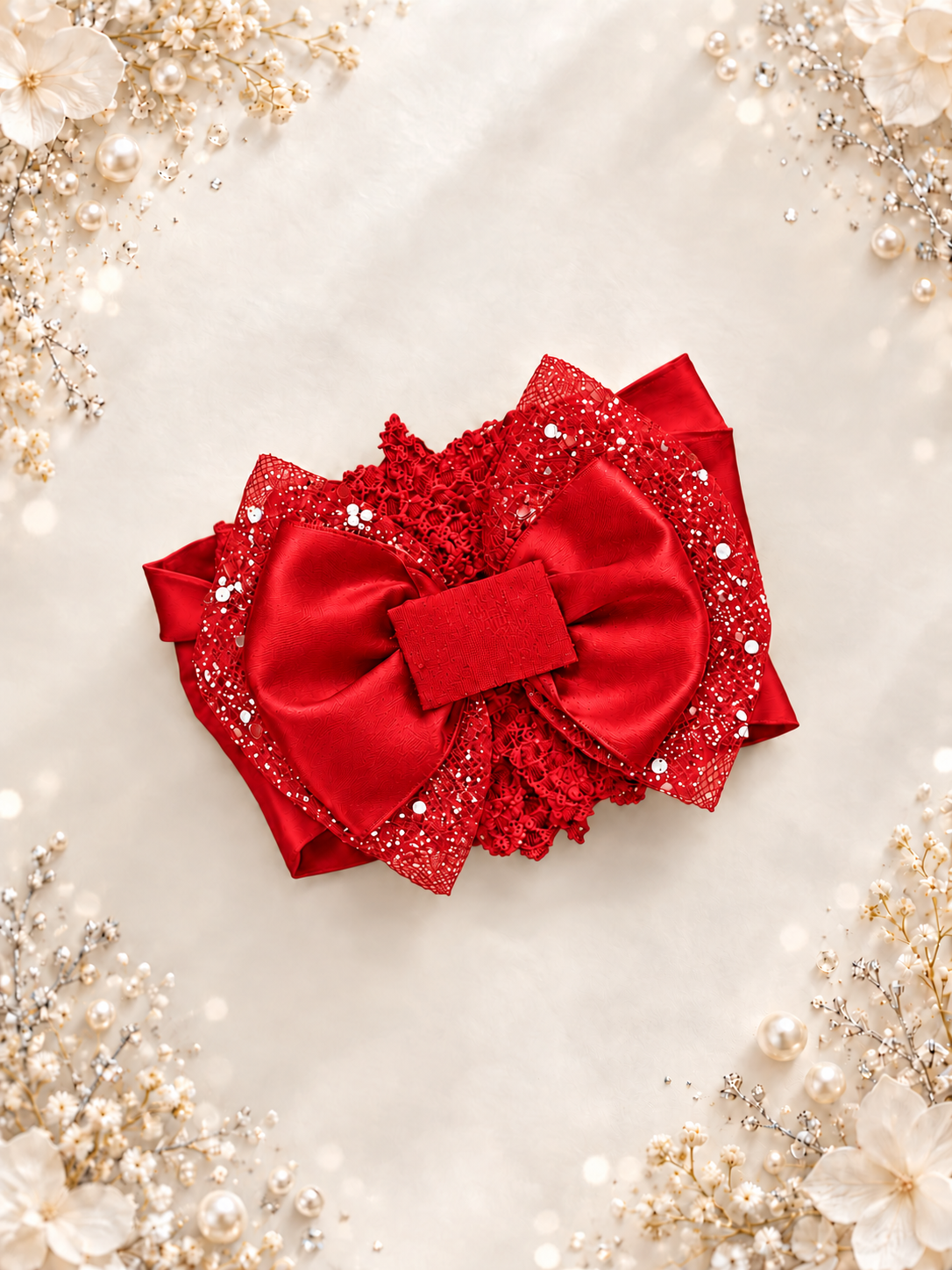 Velcro base baby headband red