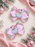 Pink vintage Santa piggy set