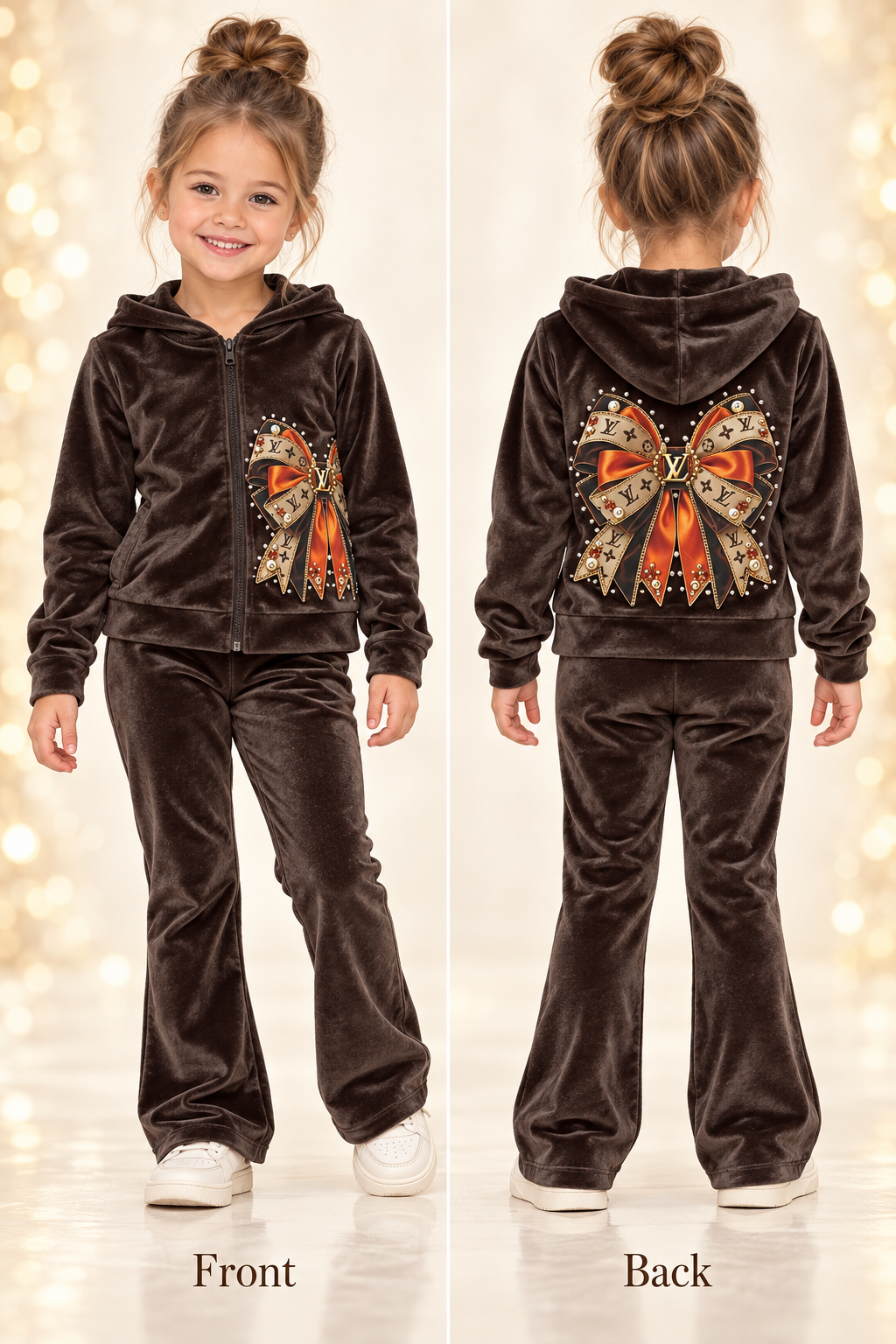 7y LV velour zip up lounge set