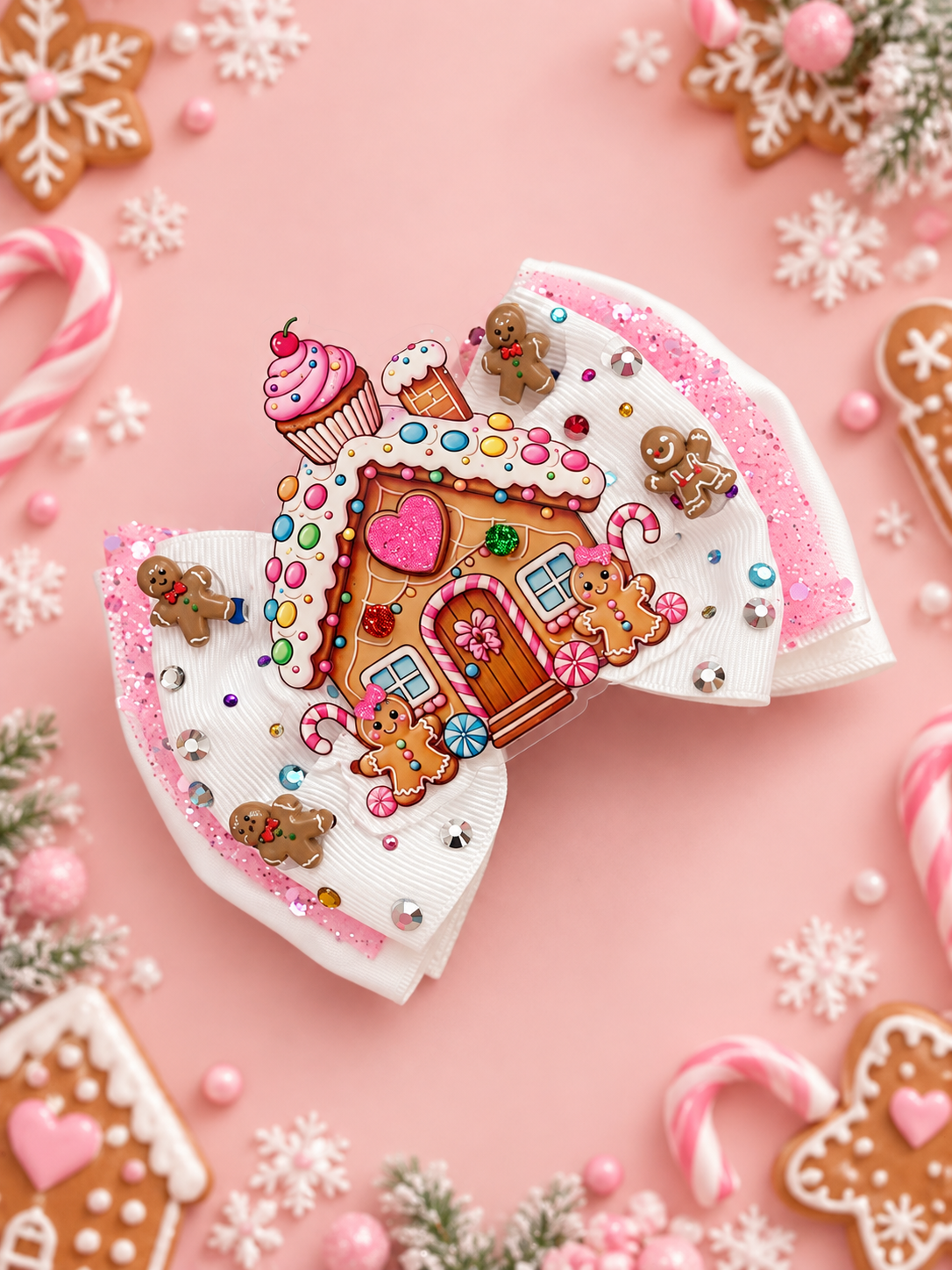 Cl piggy gingerbread house bow