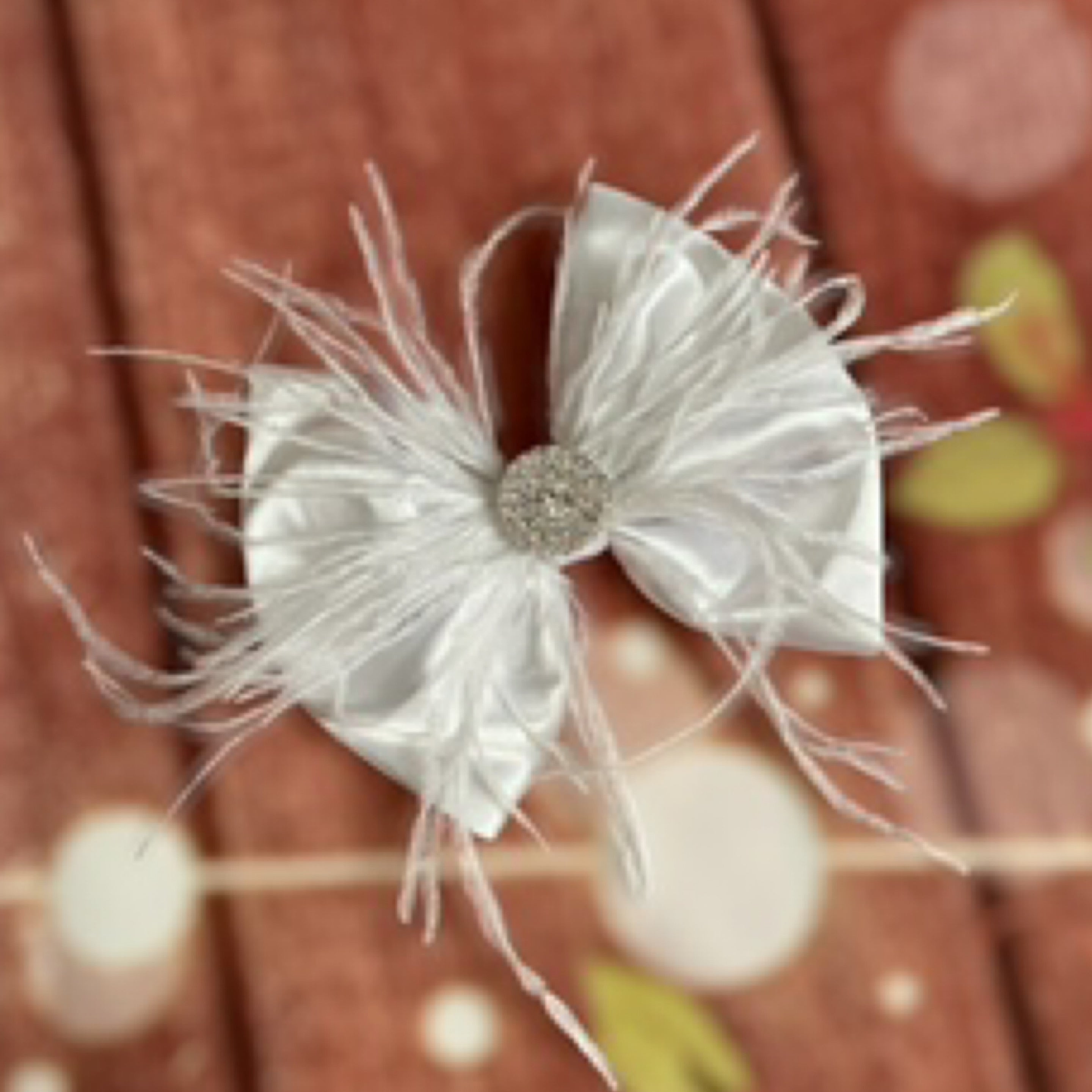 White satin with feather