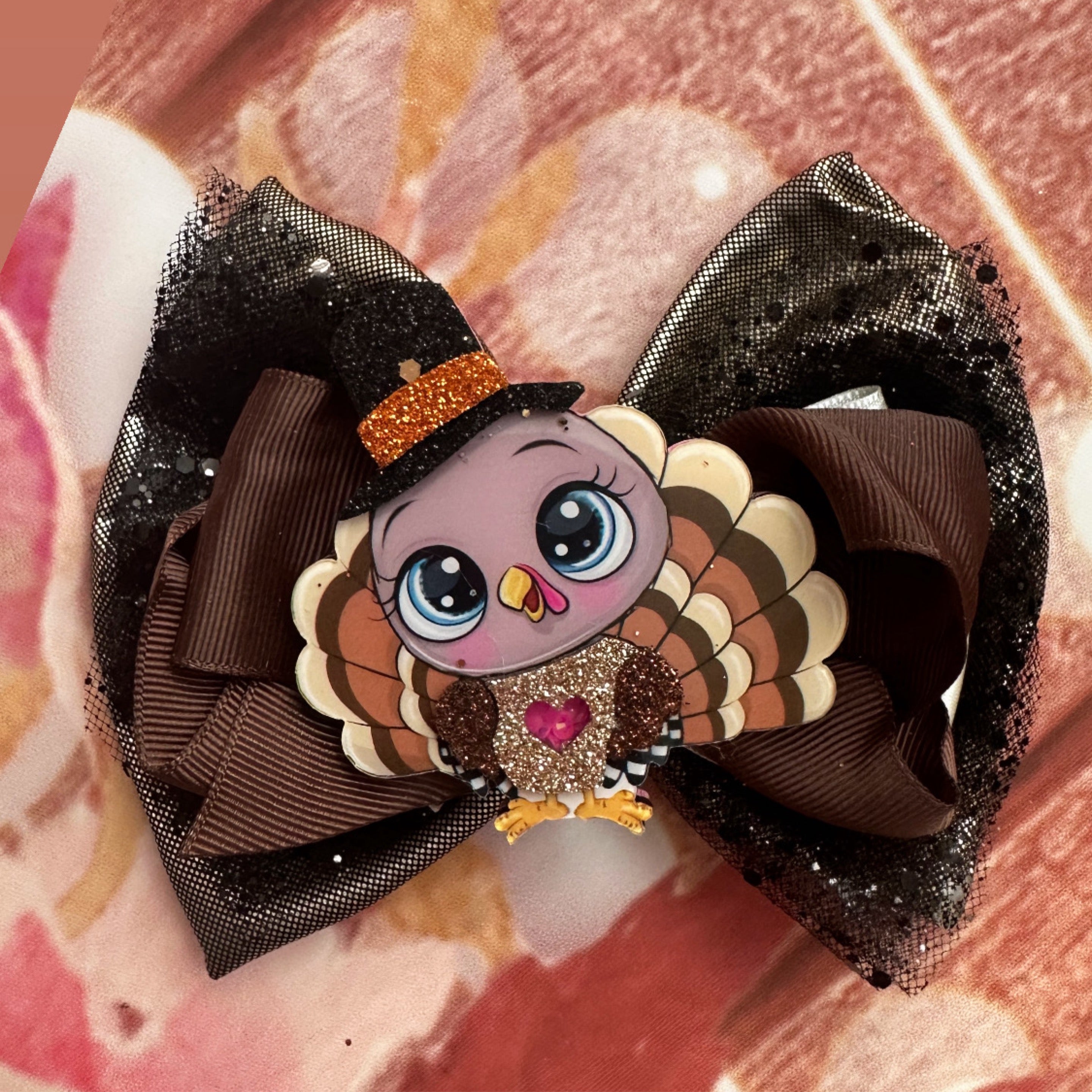 Turkey hair bow 5 inch