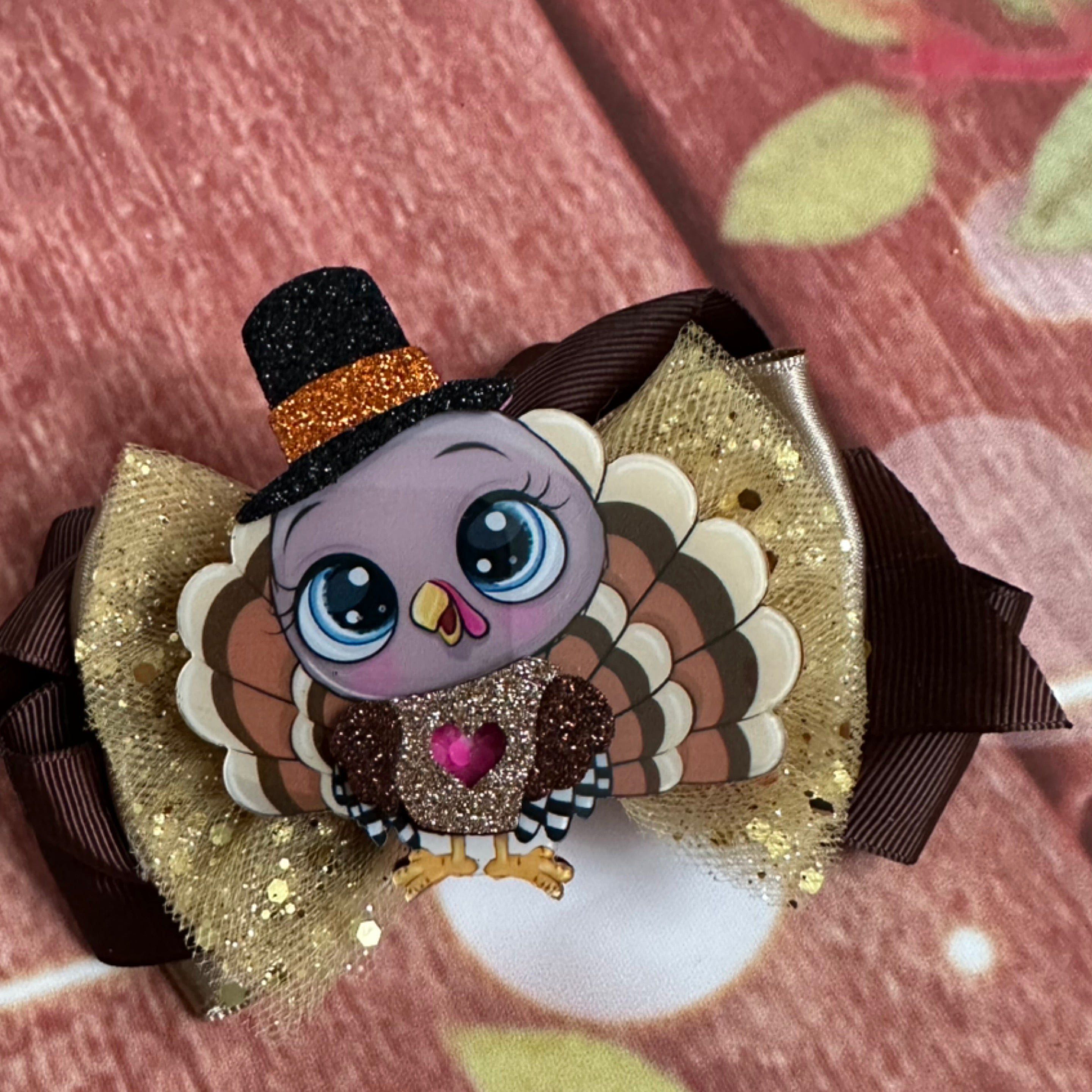 Thanksgiving turkey hair bow