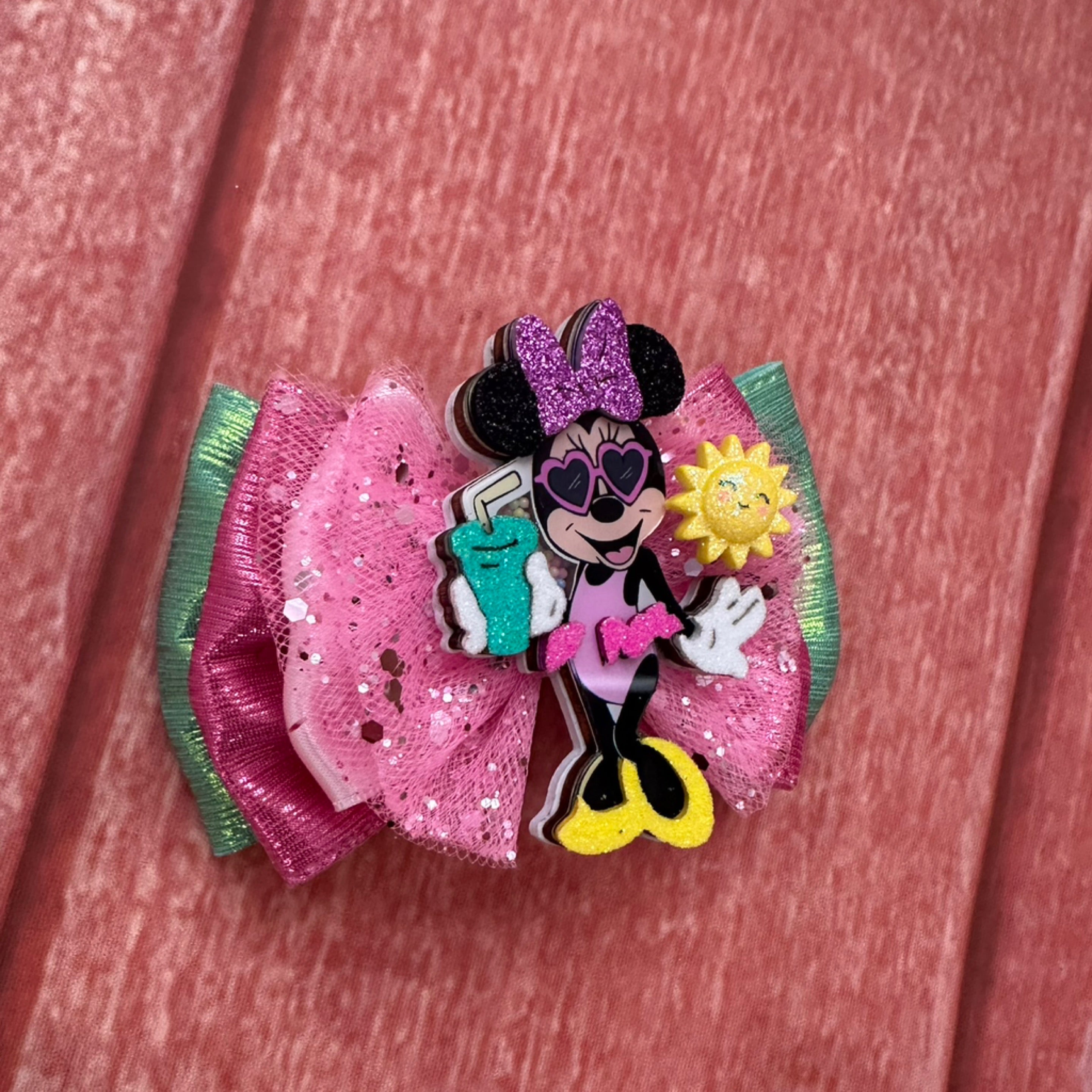 Summer Minnie piggy bow