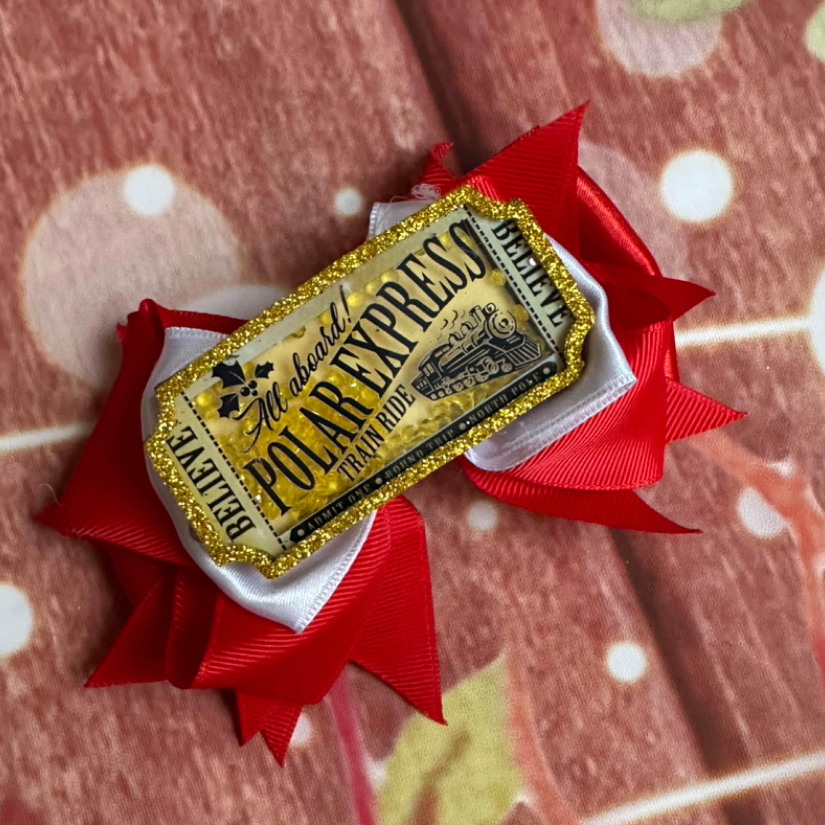 Polar express hair bow