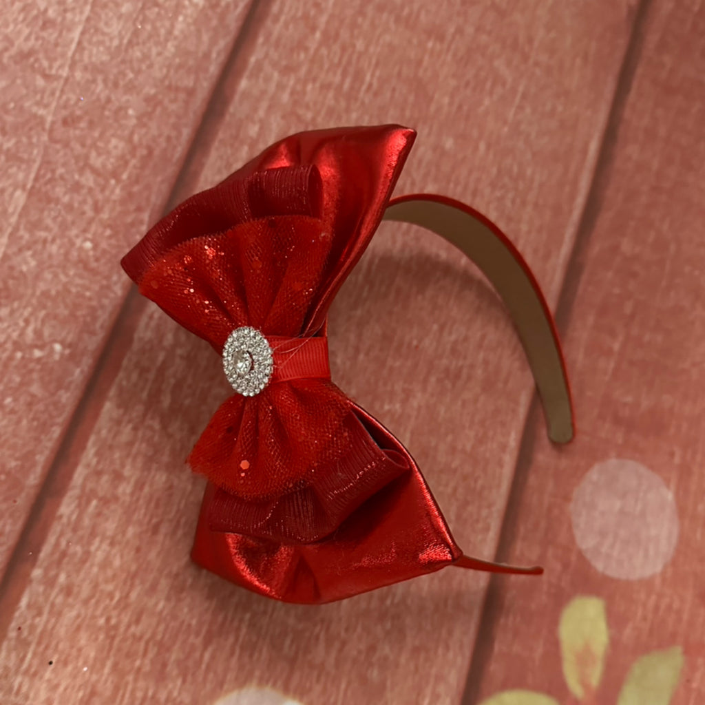 Red Mettalic tulle hard headband