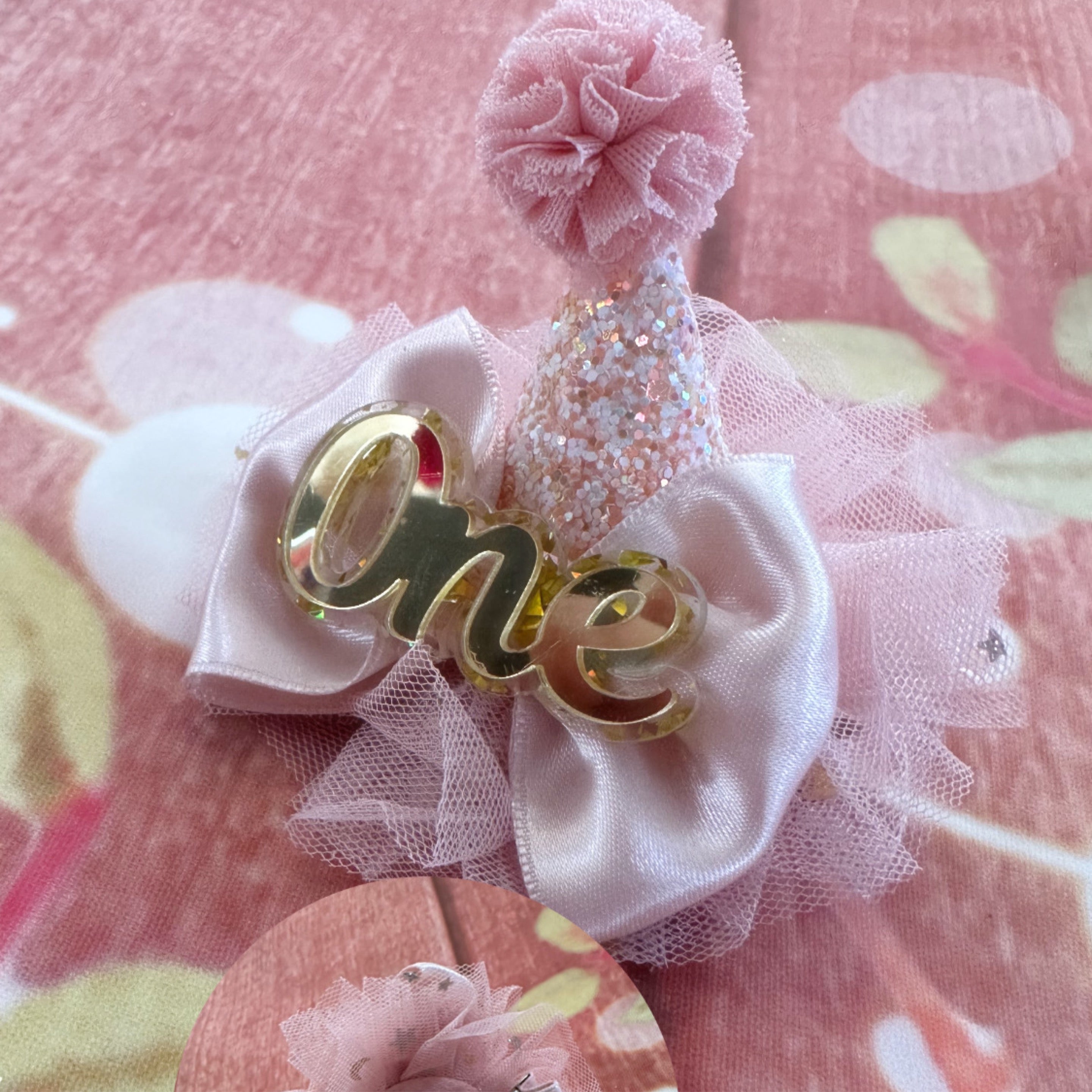 First birthday mini hair Clip