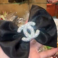 Black satin hair bow