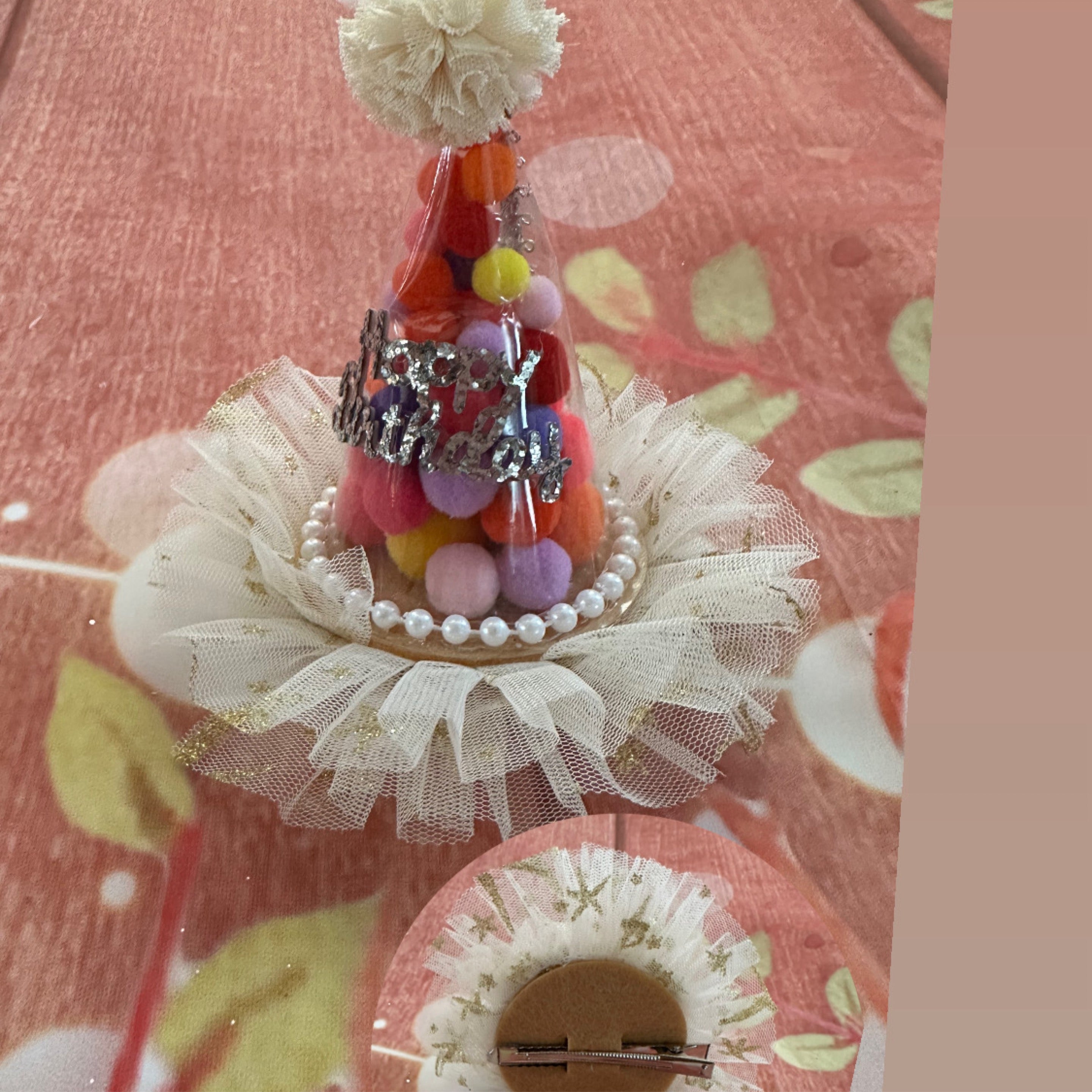 Happy birthday hair clip