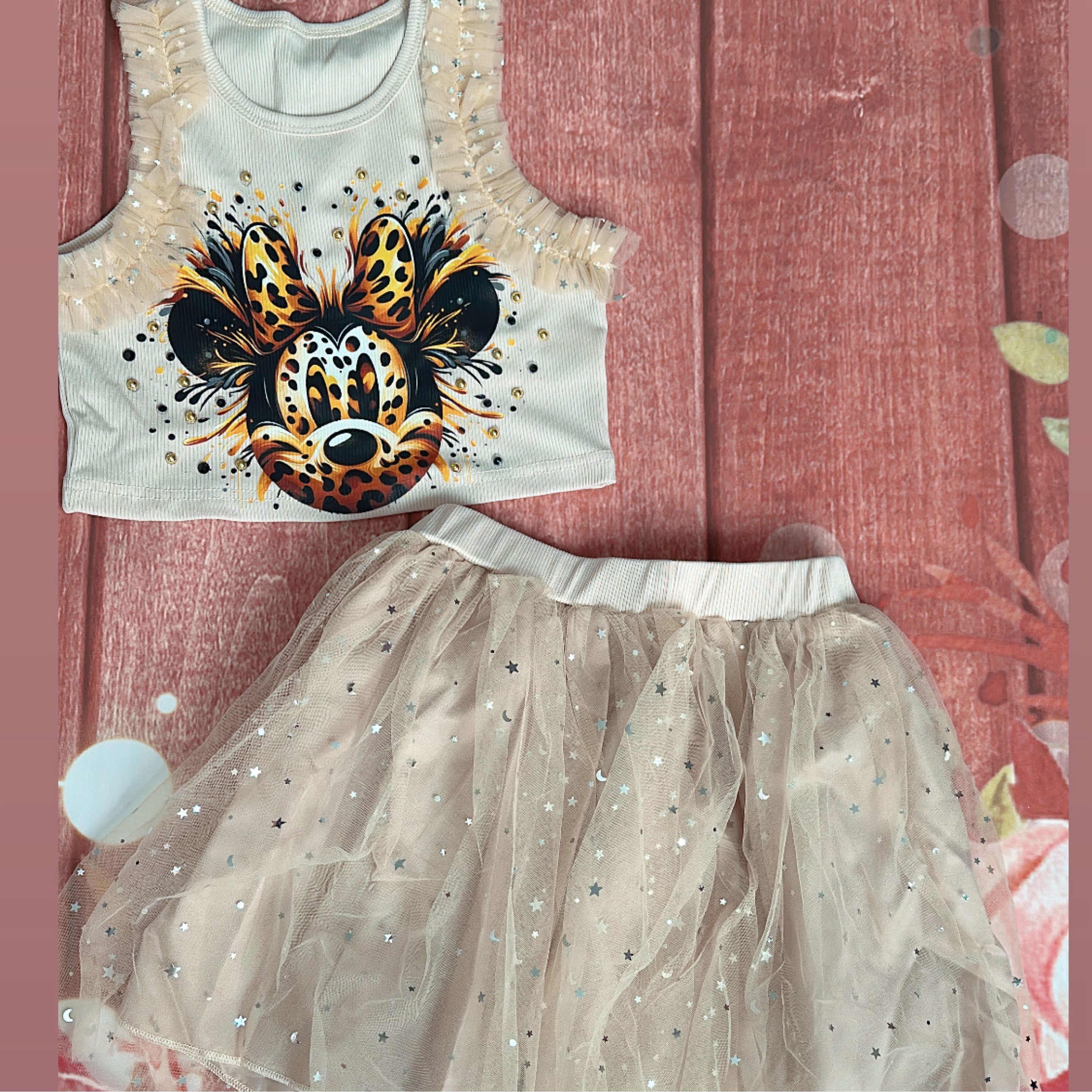 5/6y Minnie Mouse safari skirt set sale