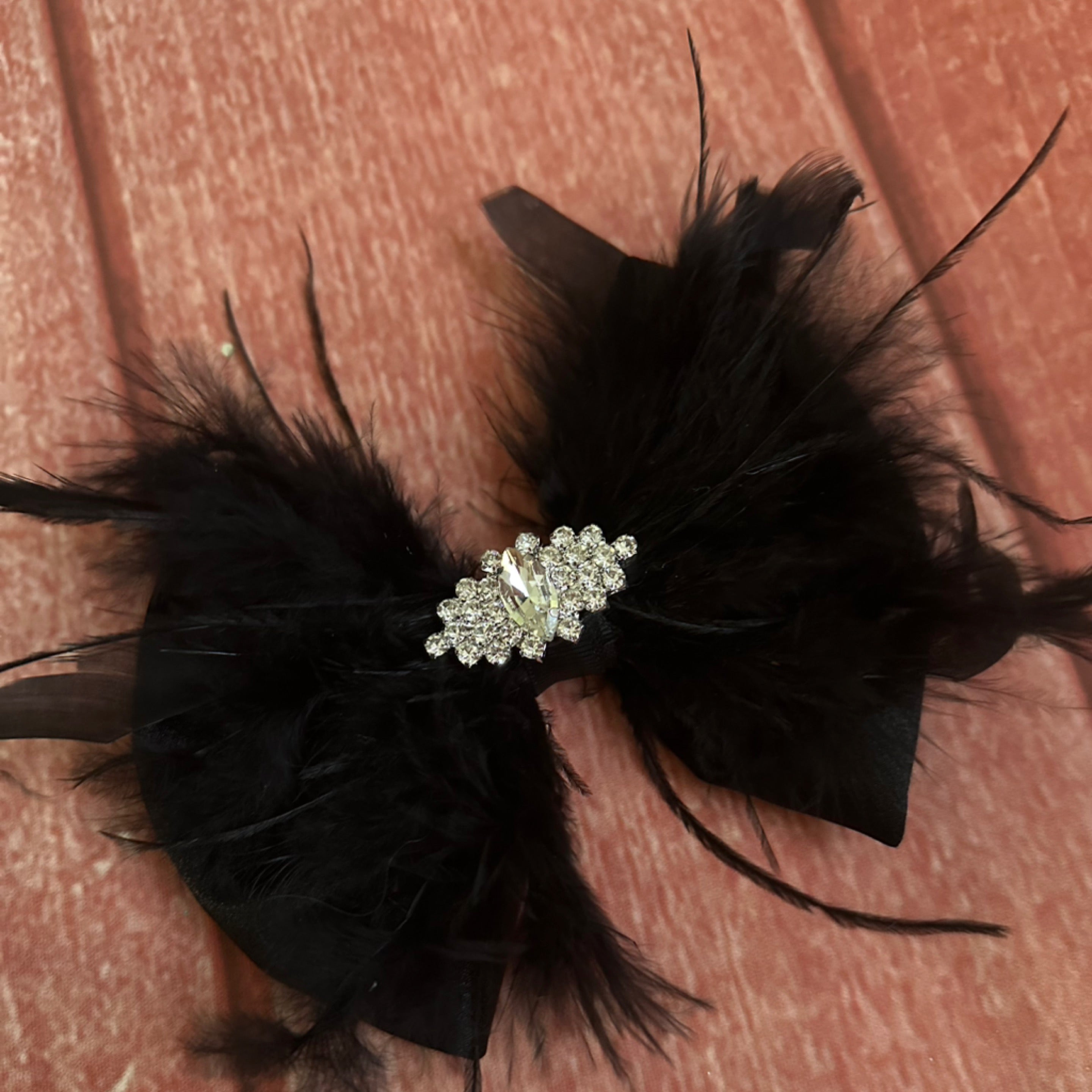 Turkey feather hair bow 5 inch