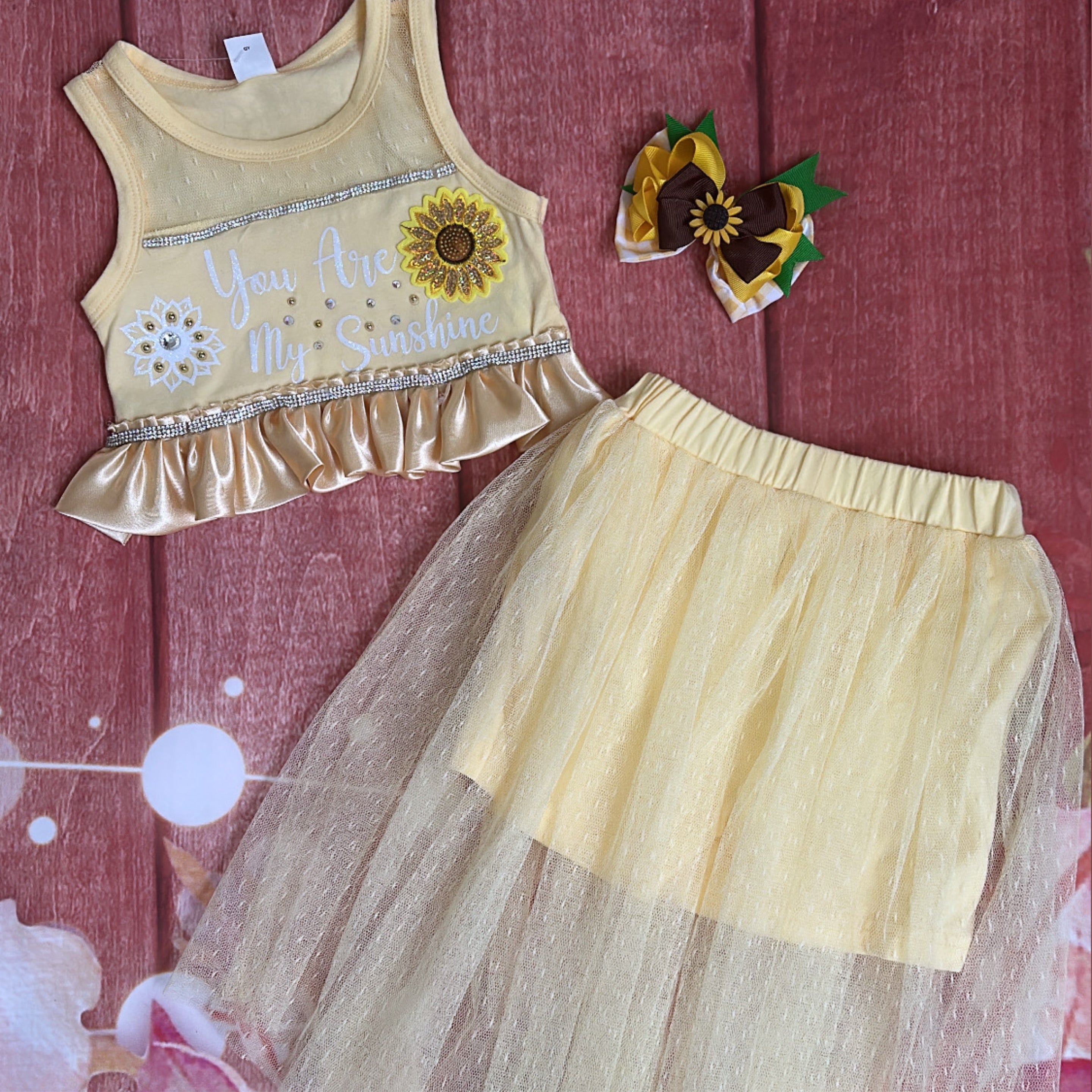 12/18 sunflower and bow set  ONSALE