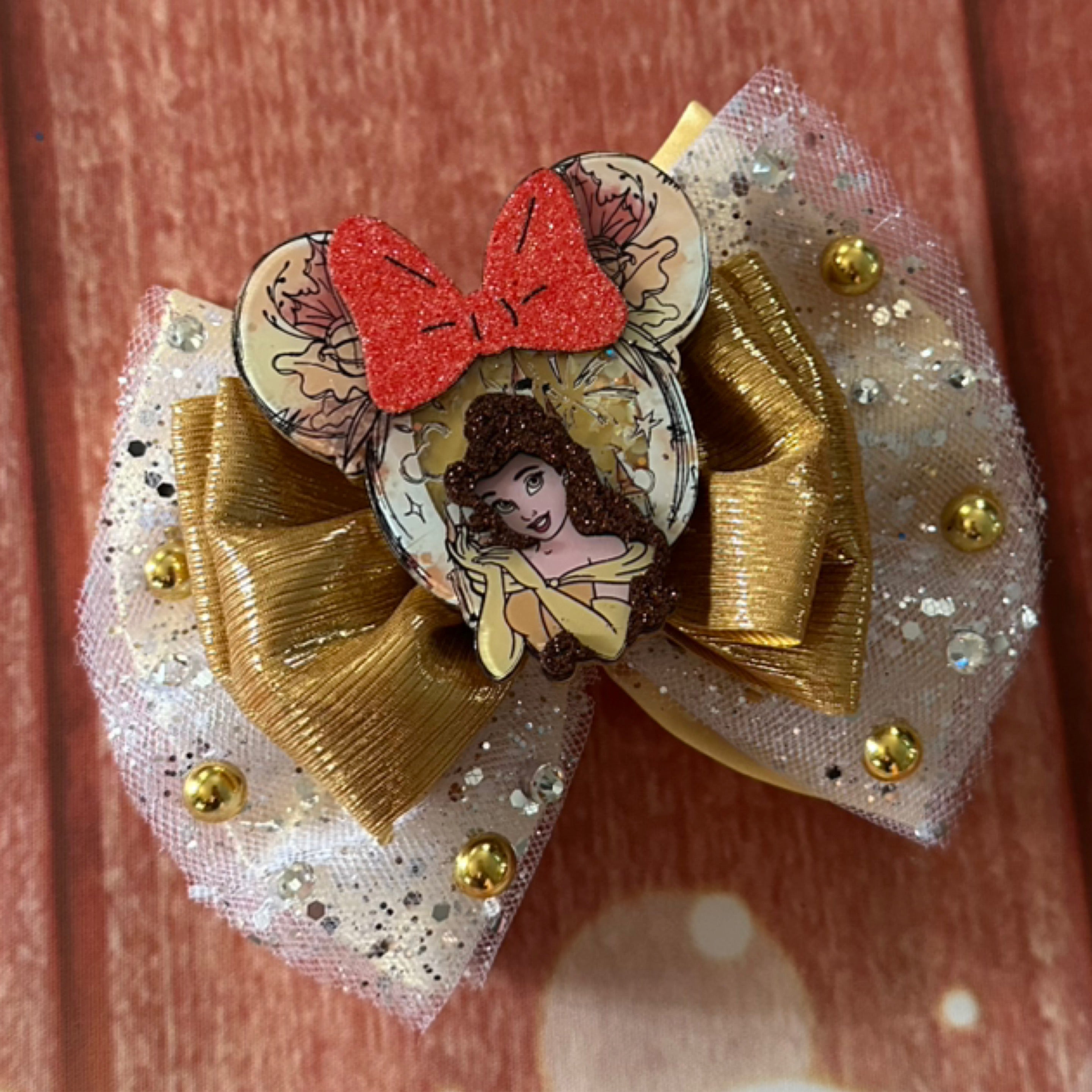 6 inch Belle beauty And the beast hair bow