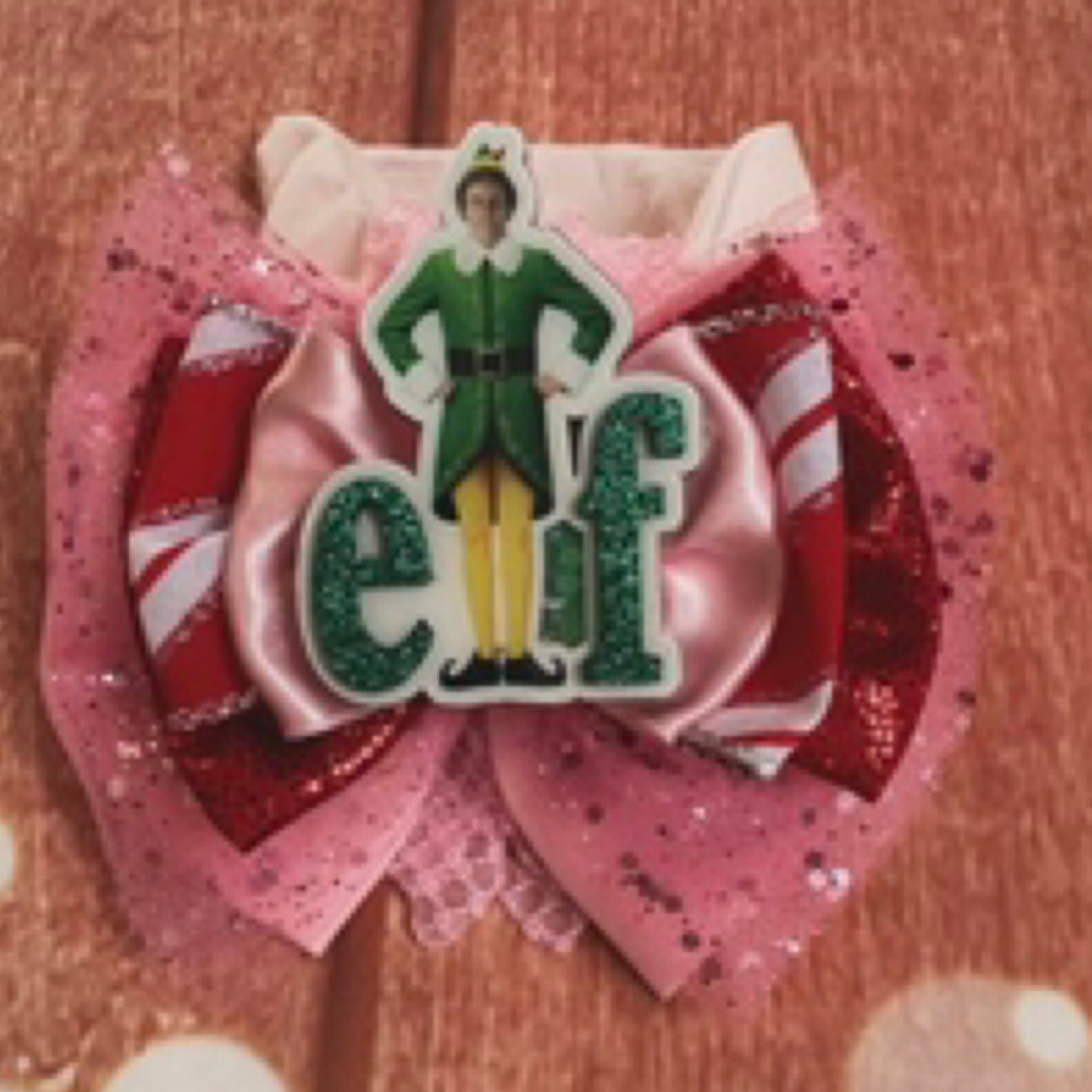 Elf candy cane hair bow