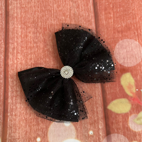 5 inch black tulle bow