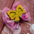 Pink bow hair clip