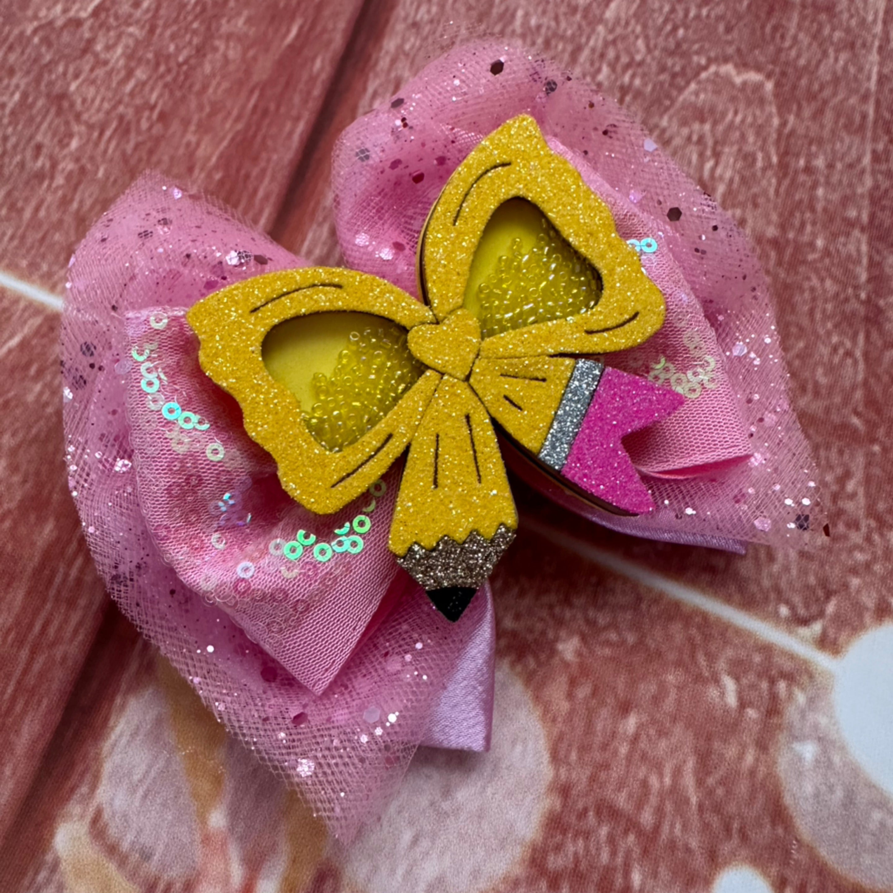 Pink bow hair clip