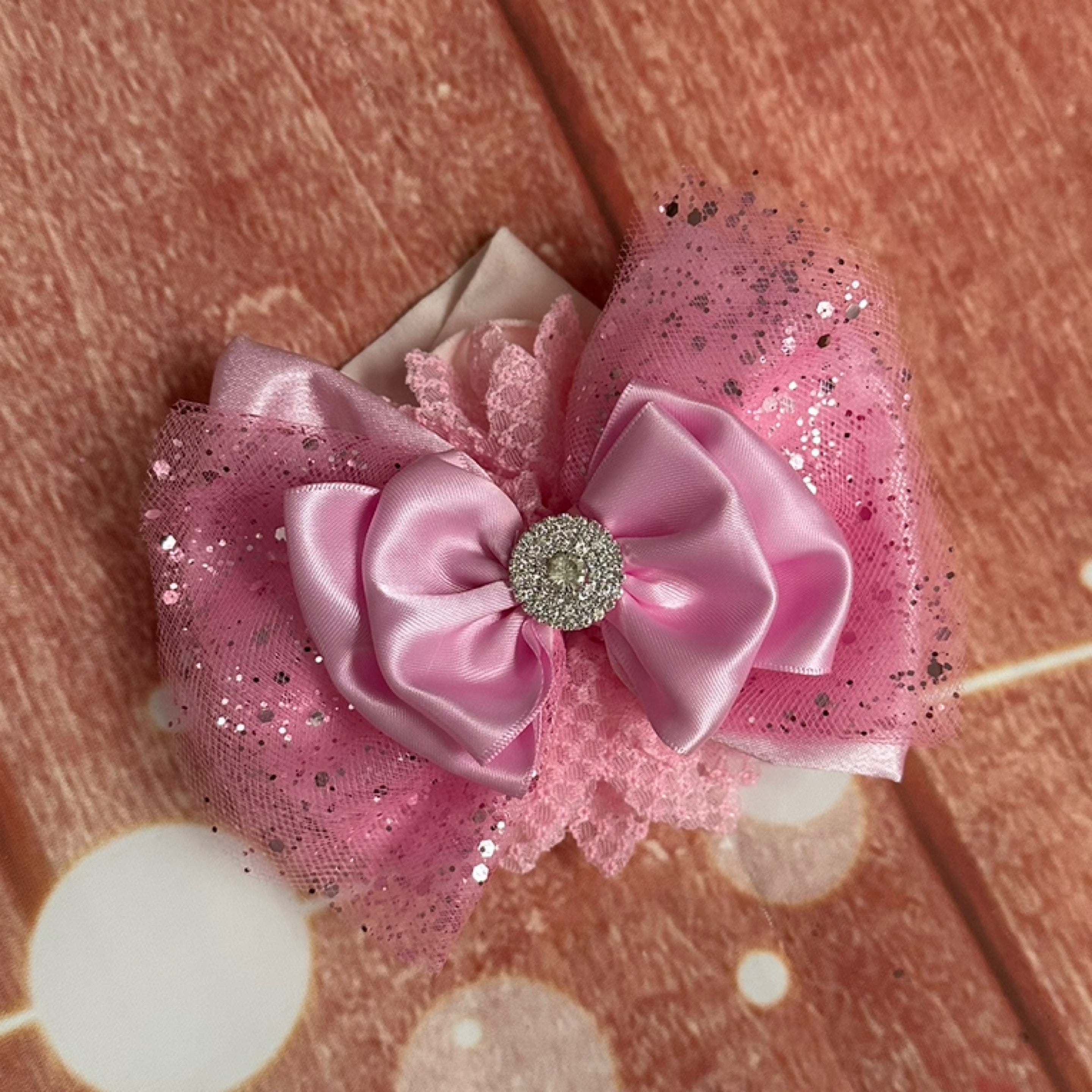 Pink tulle baby headband