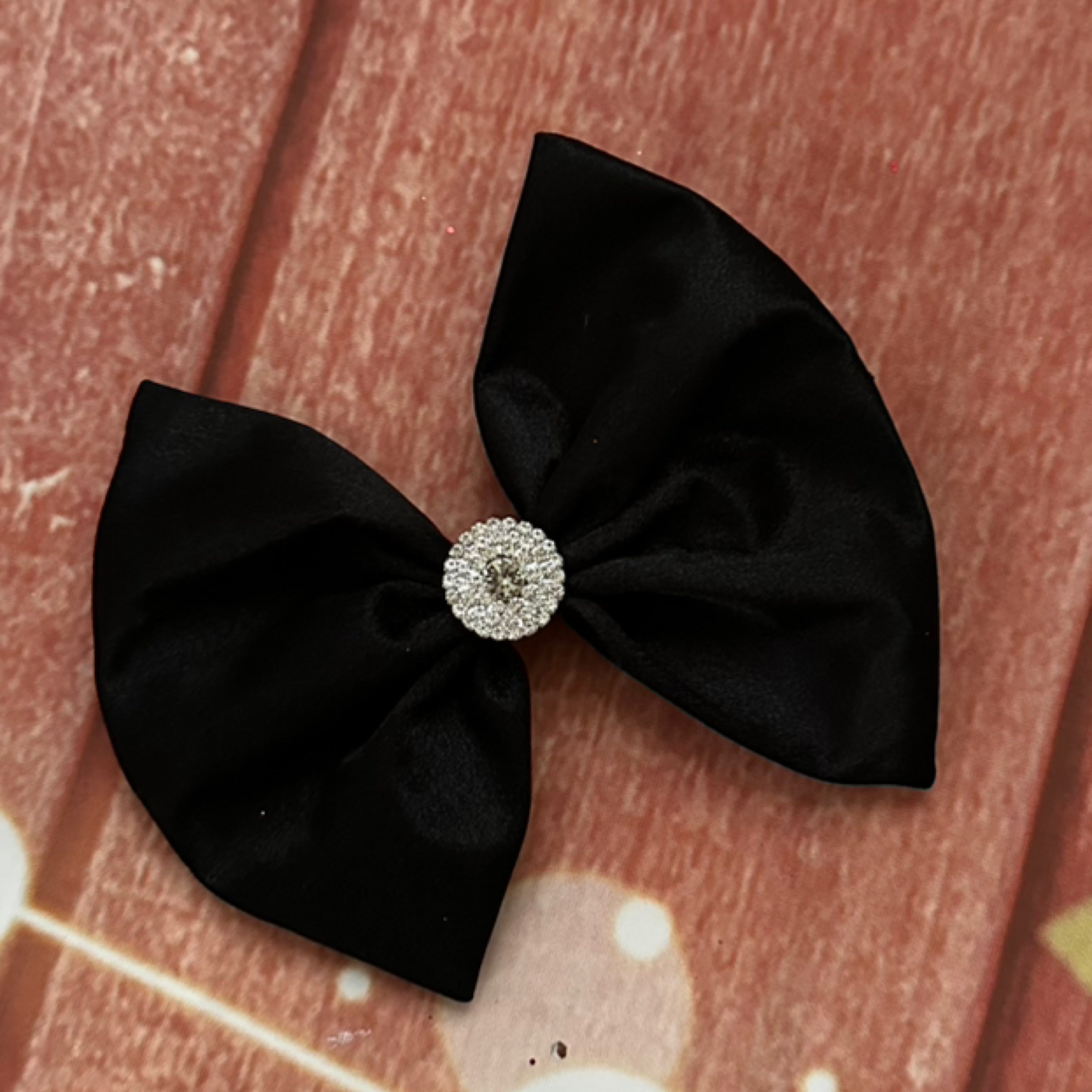 5 inch black satin clip