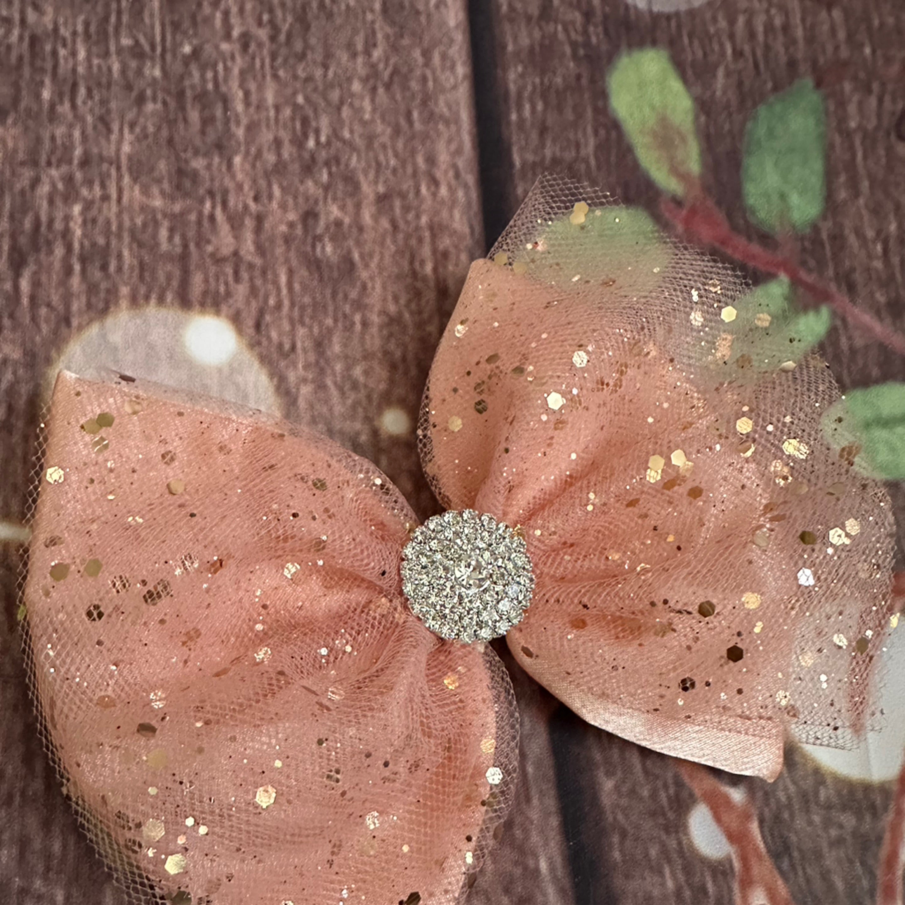 Peach tulle hair clip