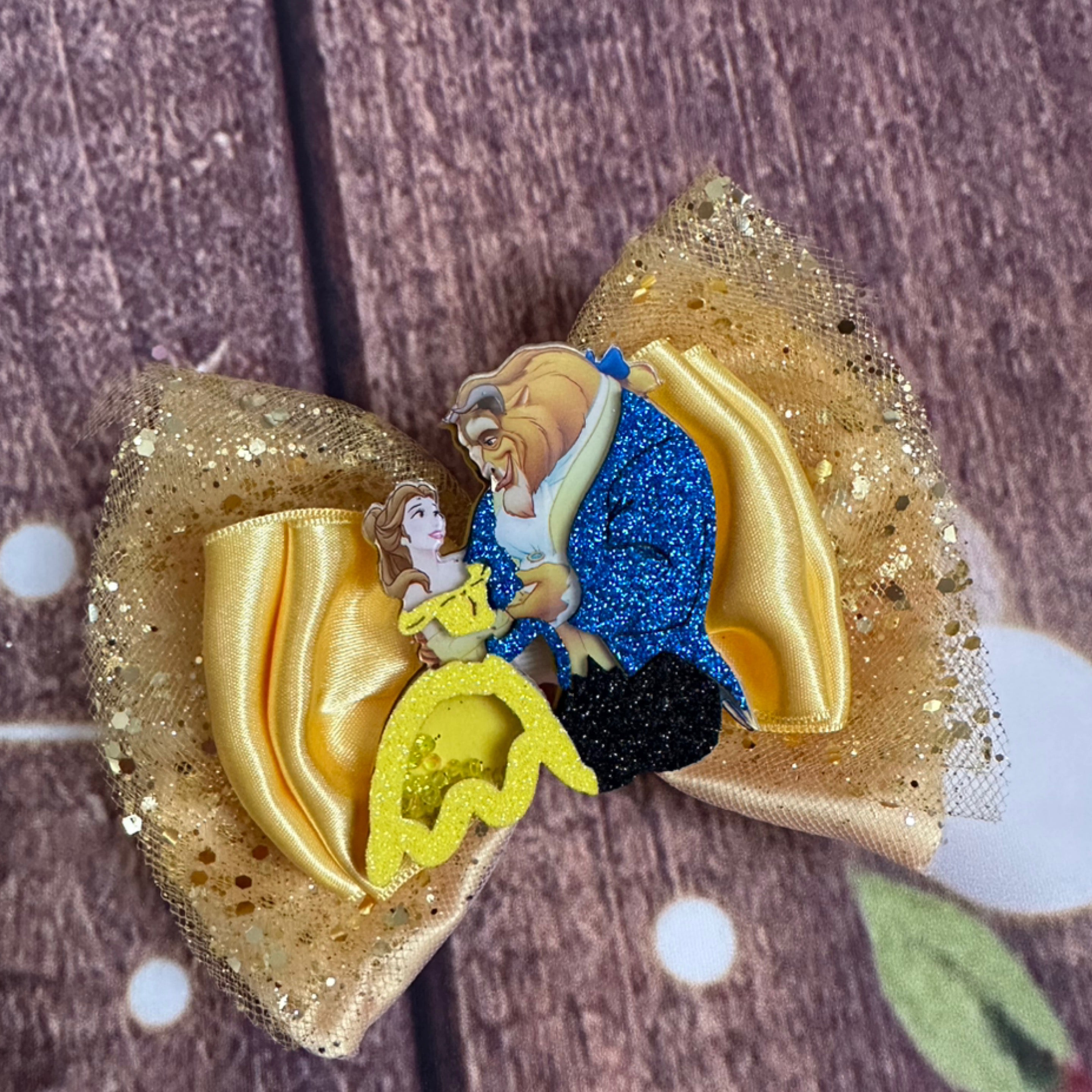 Beauty and the beast hair bow