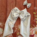 New born white satin swaddle wrap and headband