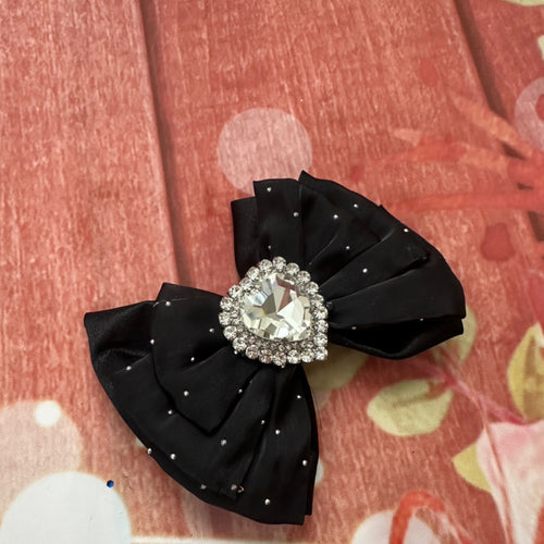 5 inch satin black heart bow