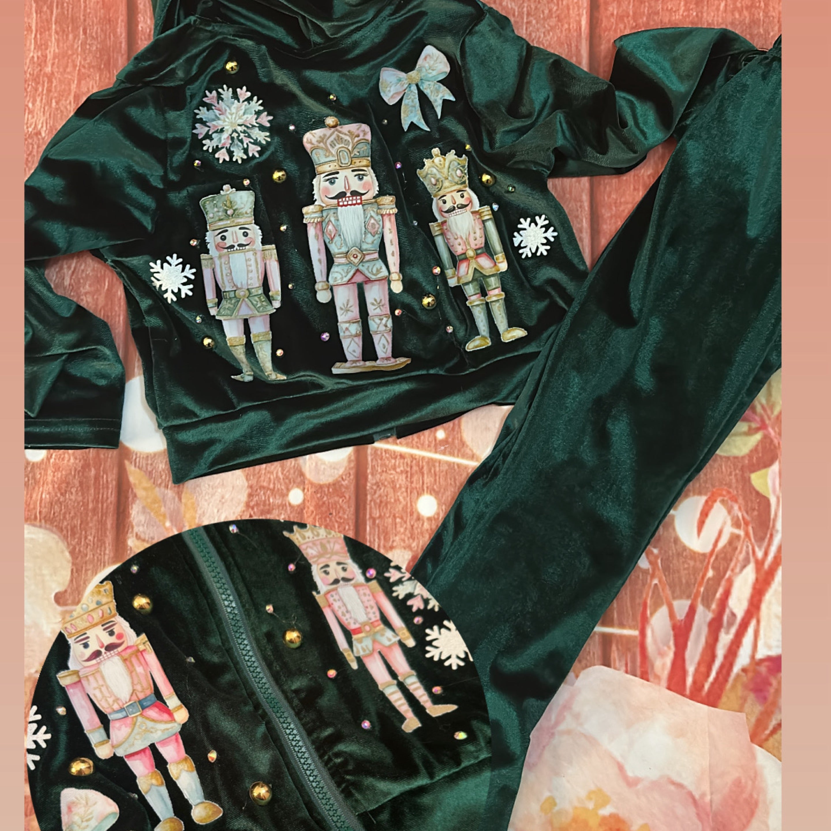 5y nutcracker velour zip up set