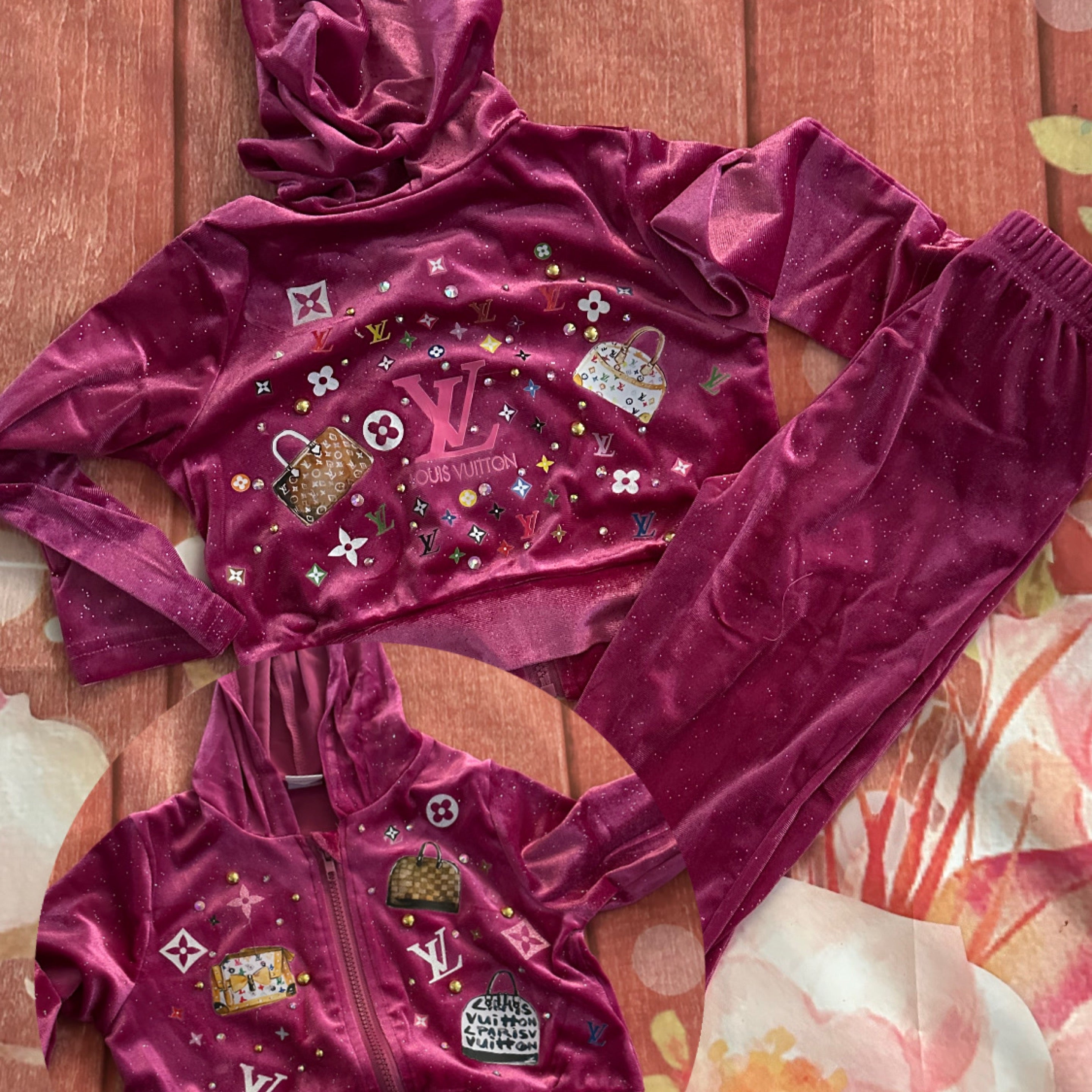 4y velour lounge set