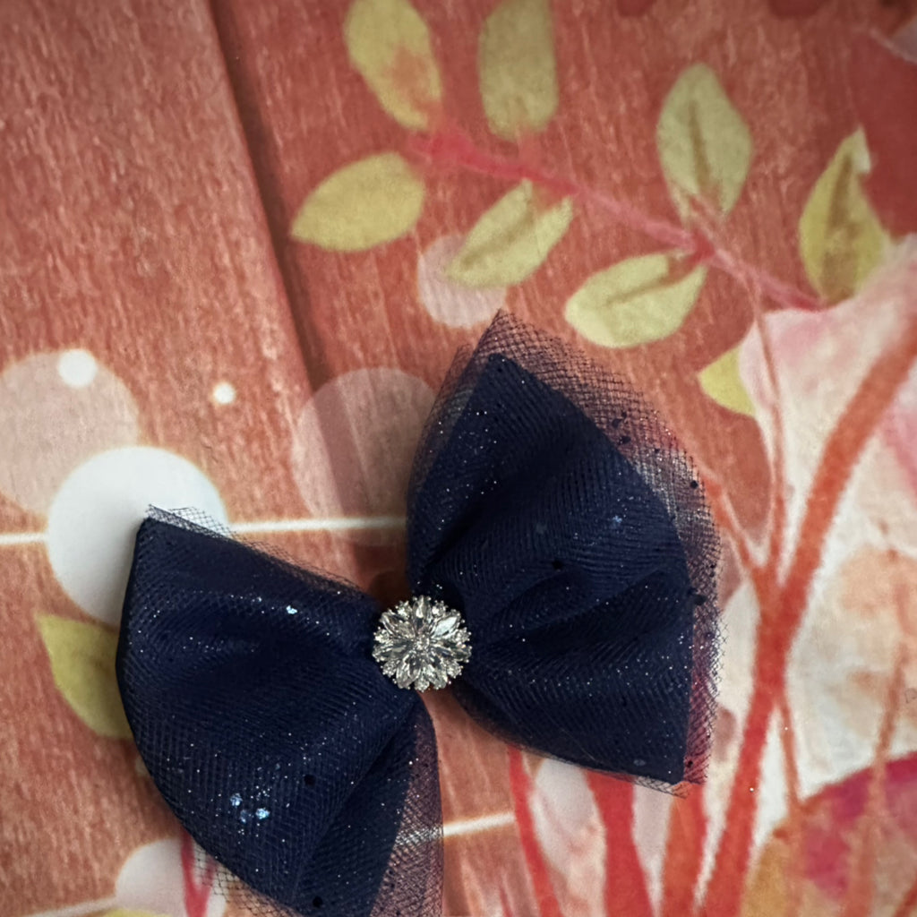 6 inch navy tulle hair clip
