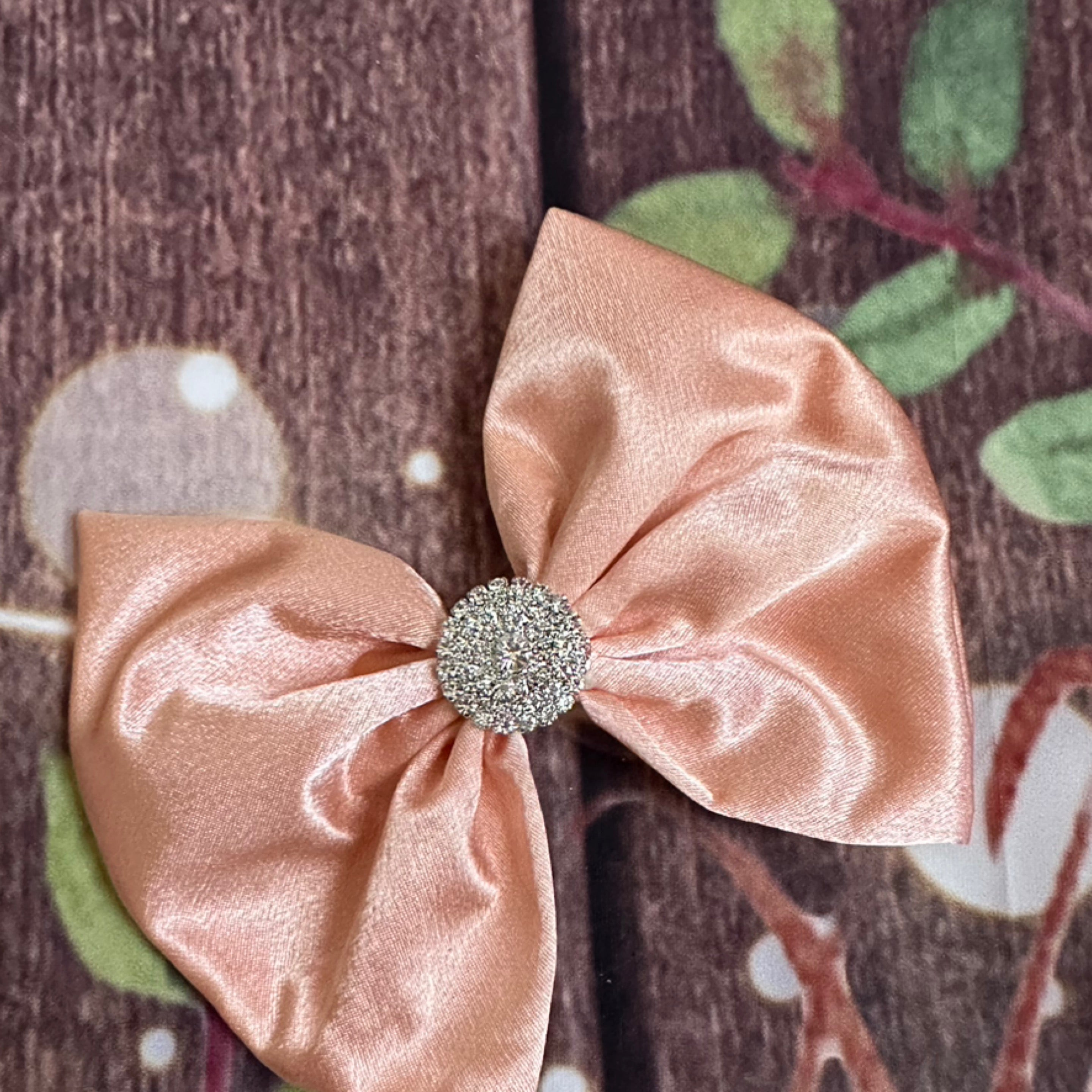 Peach satin hair clip