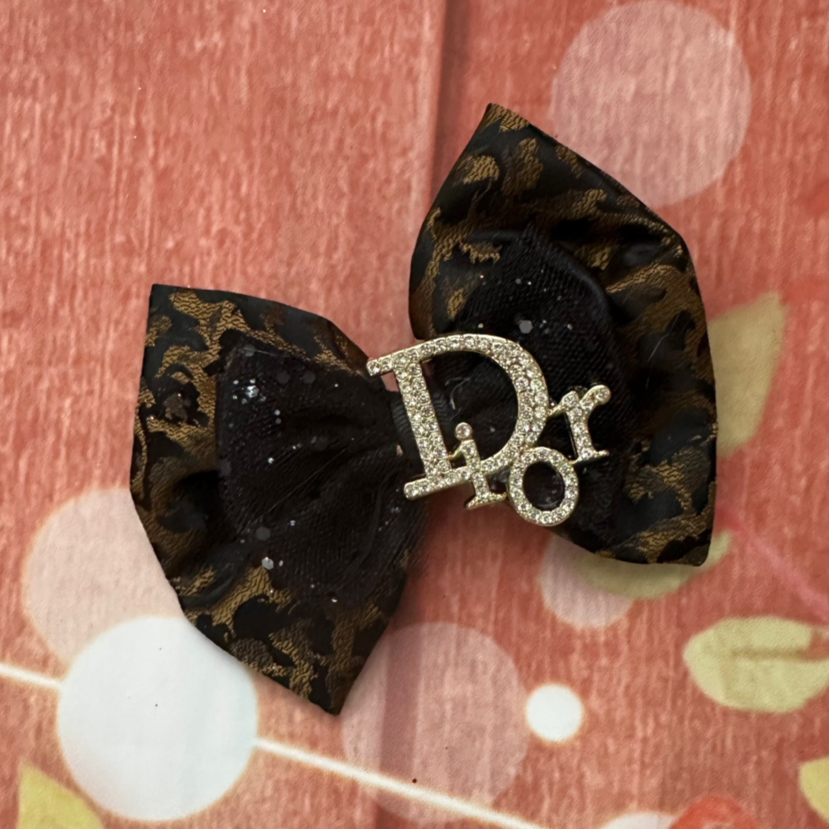 6 inch Dior leopard hair bow