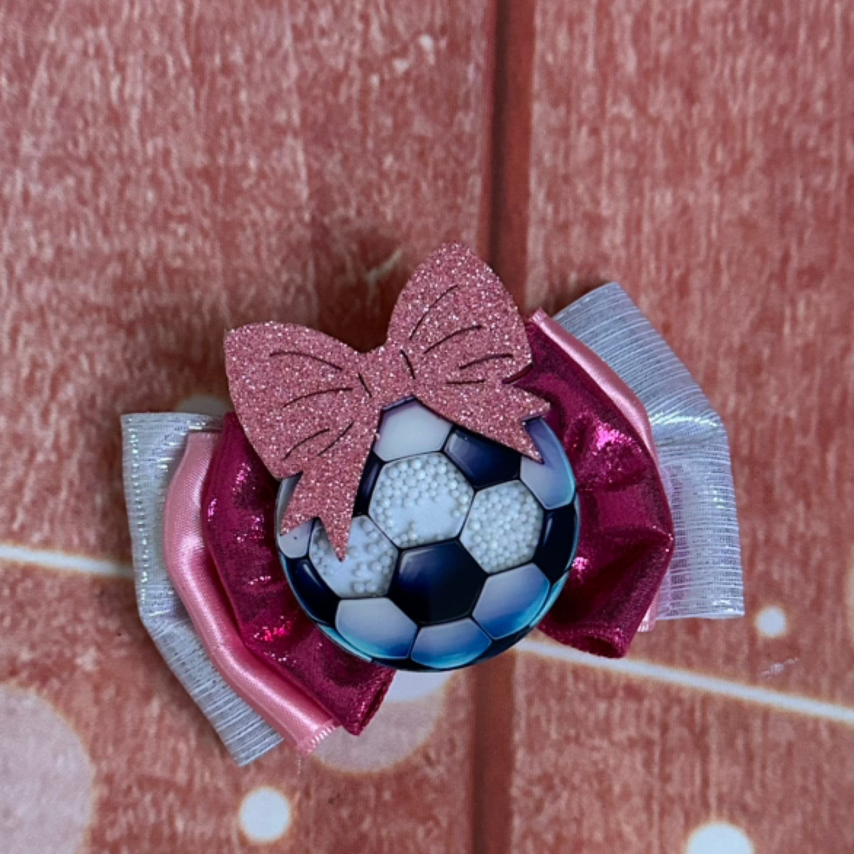 Soccer ball piggy hair bow