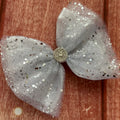 Silver tulle hair bow
